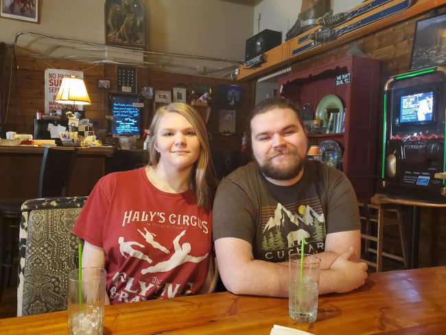 My kids enjoying conversation at Moose's (located in Trinidad, CO) while waiting on our burgers.
